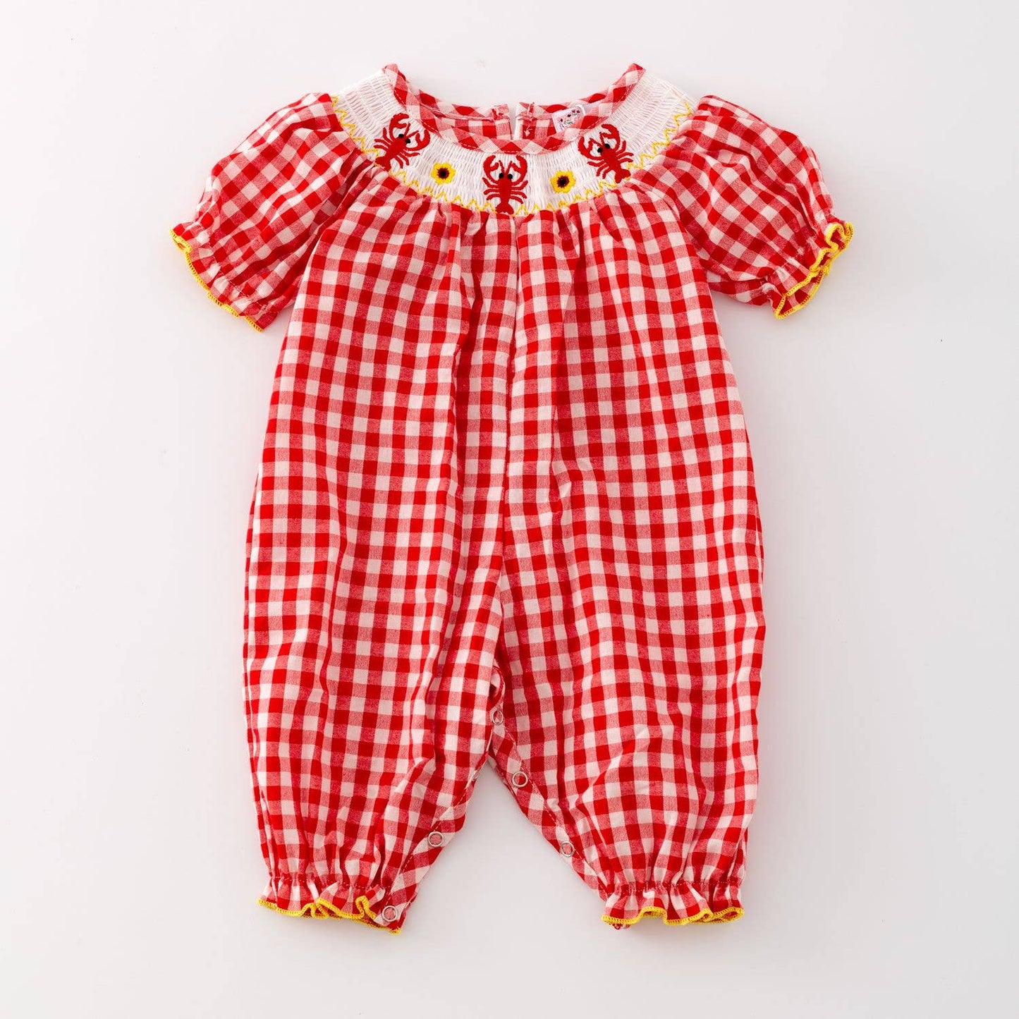 Crawfish Smocked Baby Romper