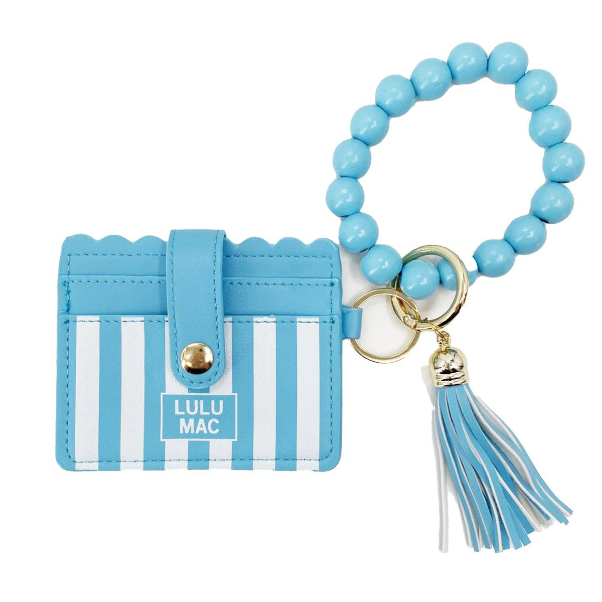 Lulu Mac Stripe Beaded Wristlet ID Wallet