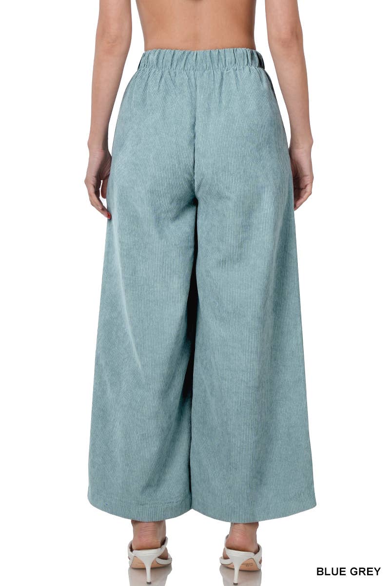 Corduroy Wide Leg Pants With Pockets