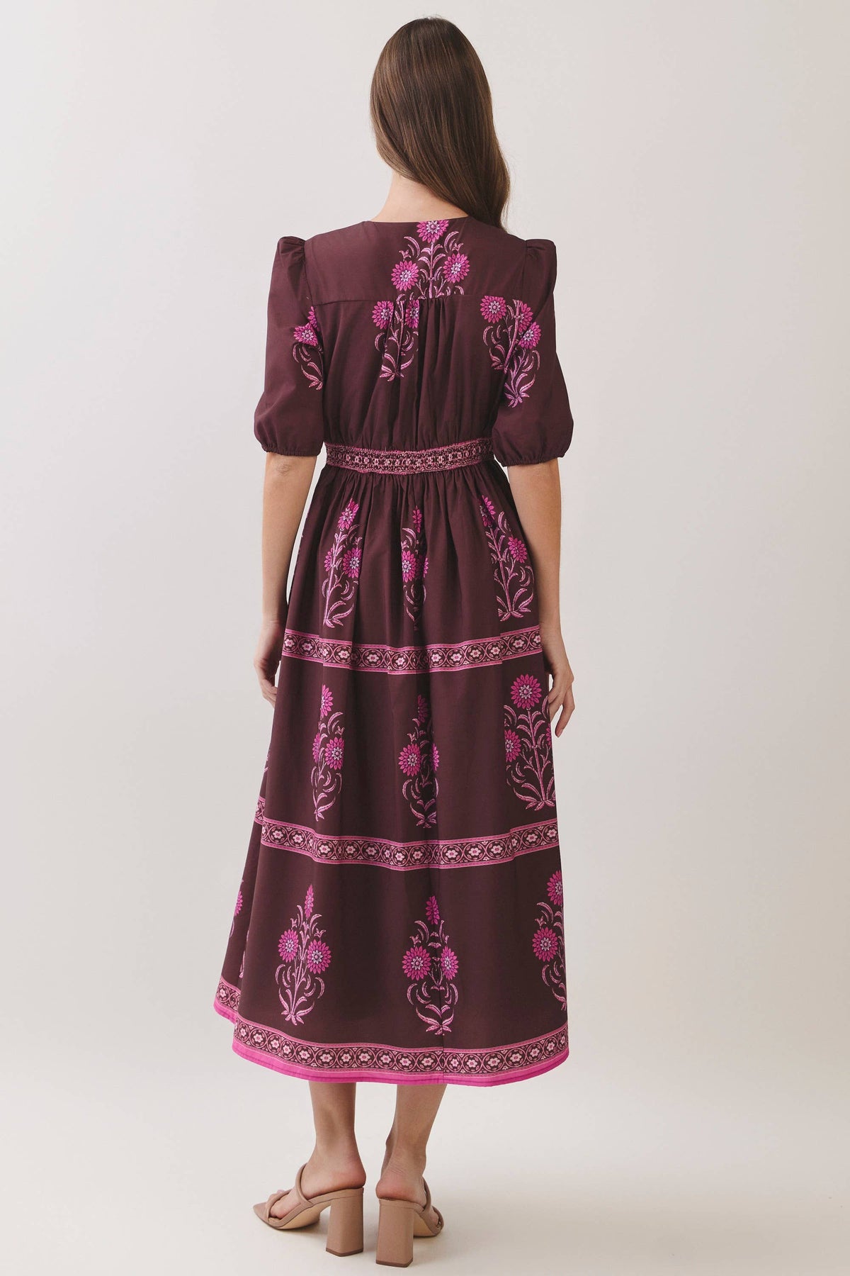 Floral Border Print Midi Dress