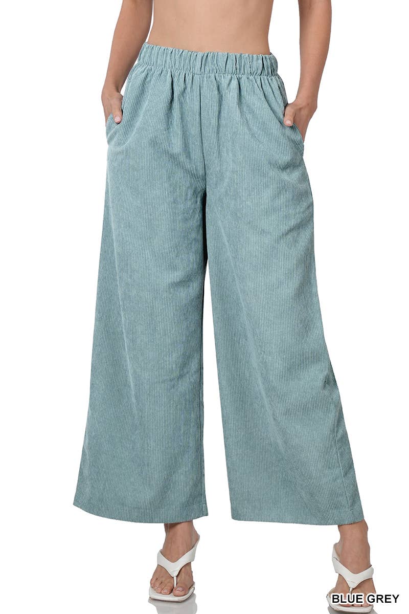 Corduroy Wide Leg Pants With Pockets