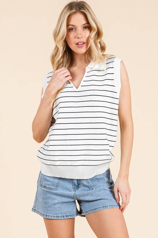 Striped Sweater Vest Top