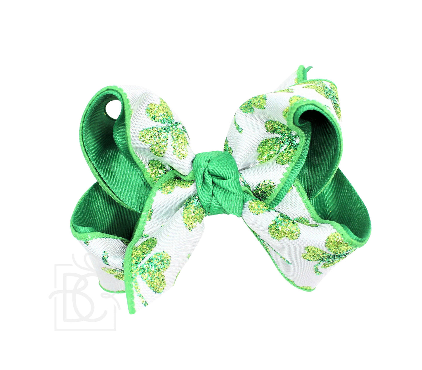 ST. PATRICK'S LUCKY BOWS: 4.5" LARGE - 1.5" RIBBON ON ALLIGATOR CLIP