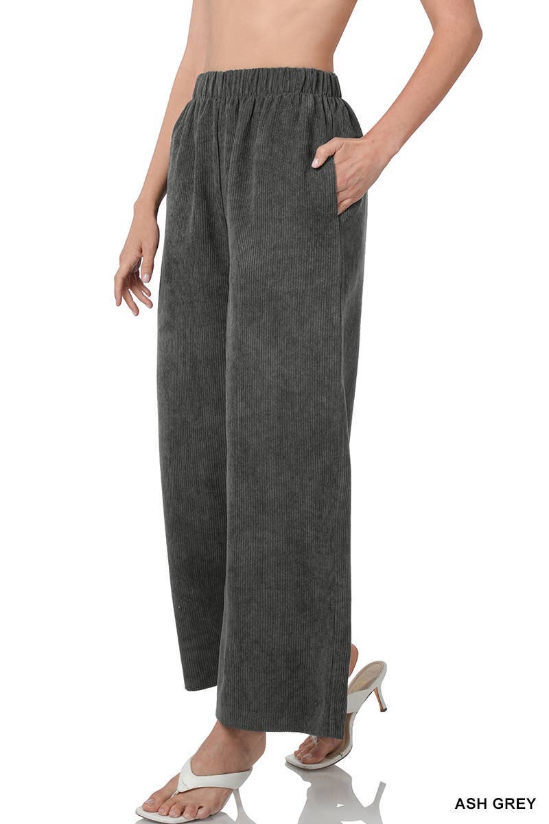 Corduroy Wide Leg Pants With Pockets