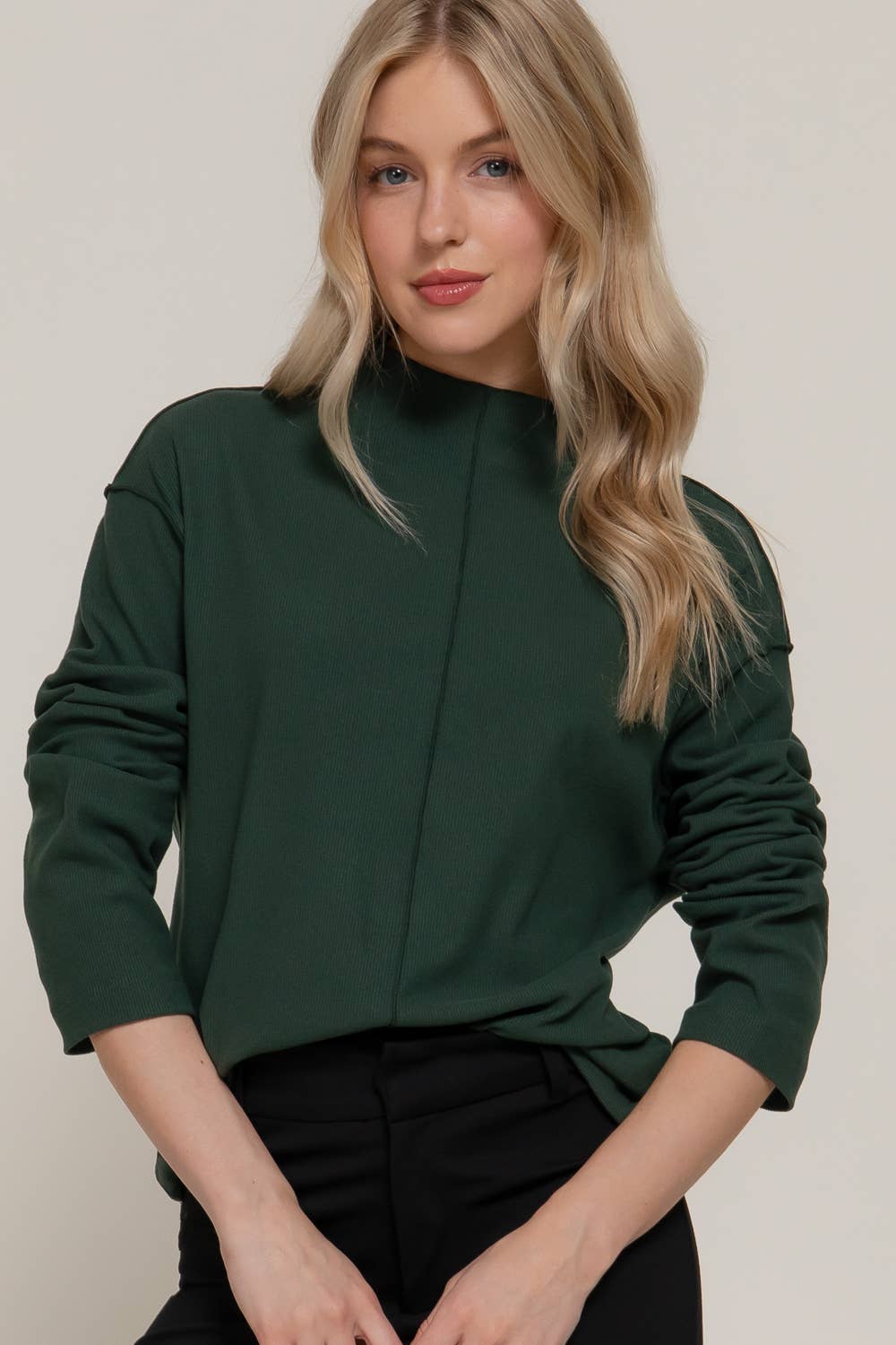 Long Sleeve Visible Overlocked Seams Top