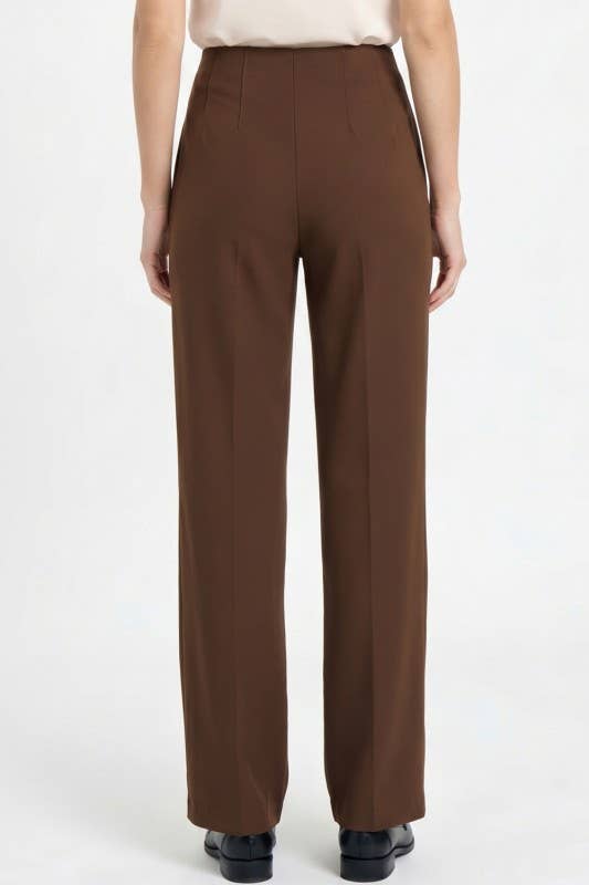 Pleated – High Rise Straight Leg Pants (Multiple colors)