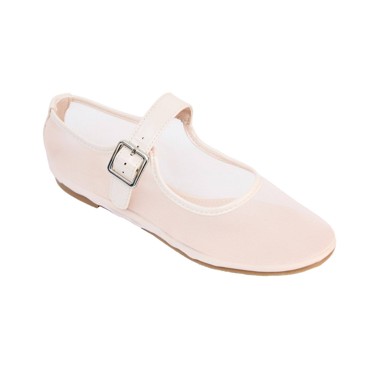 Mesh Mary Jane Flats with Buckle Strap