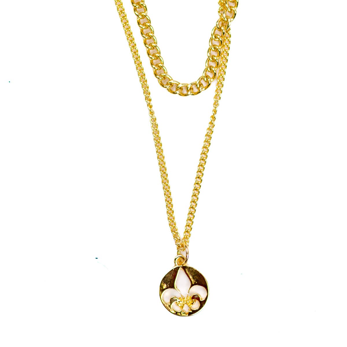 Fleur de Lis Layered Necklace Gold 14"/16"/17"