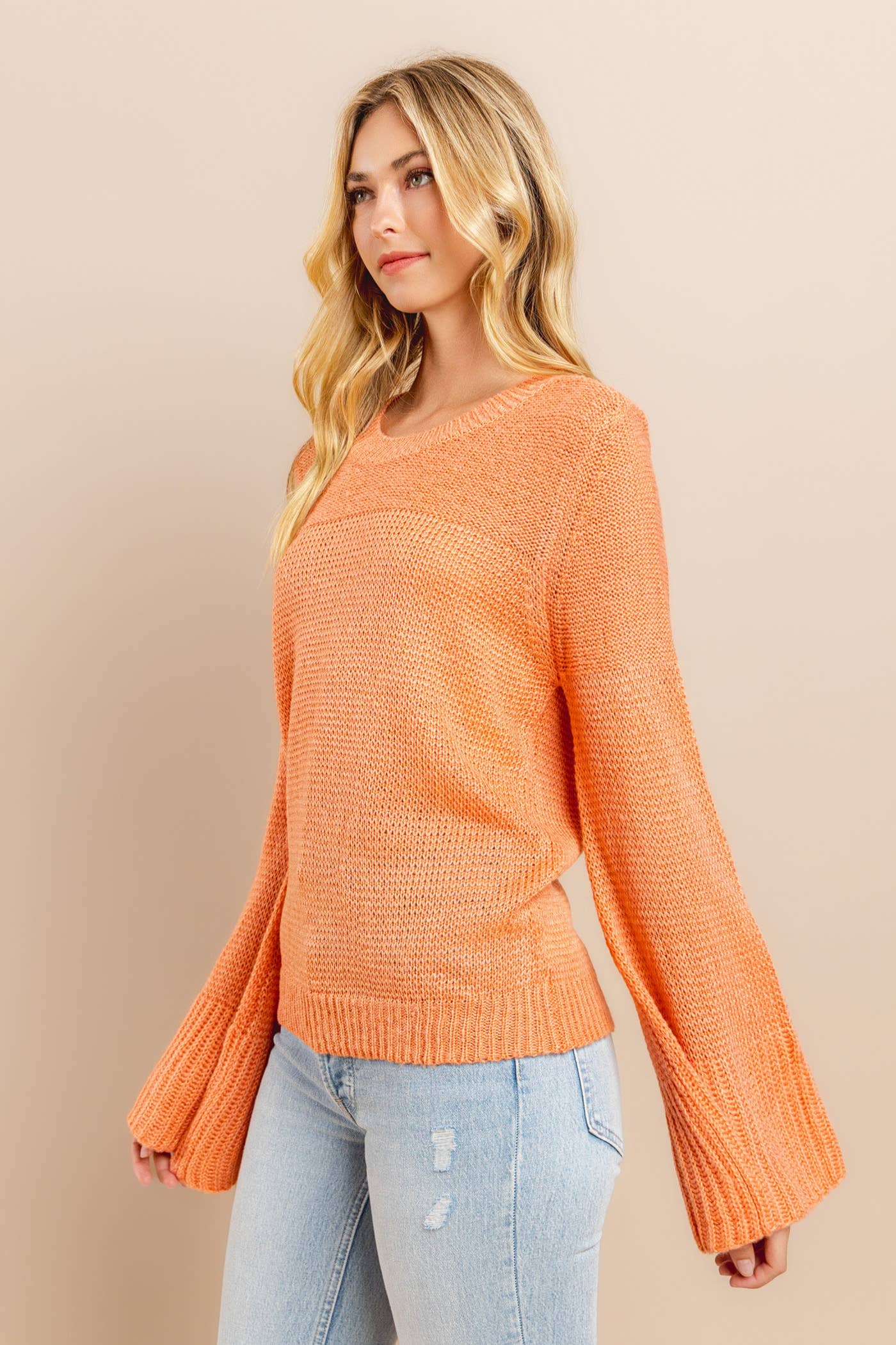 Bell Sleeve Sweater Salmon Rose