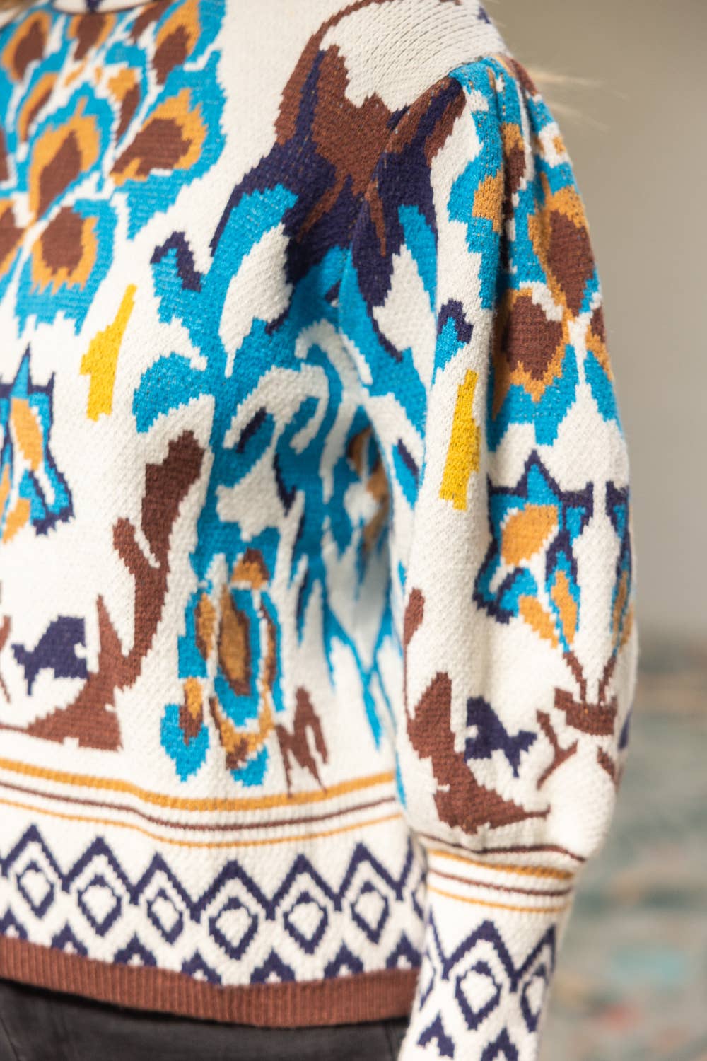 Long Sleeve Multi Color Abstract Sweater