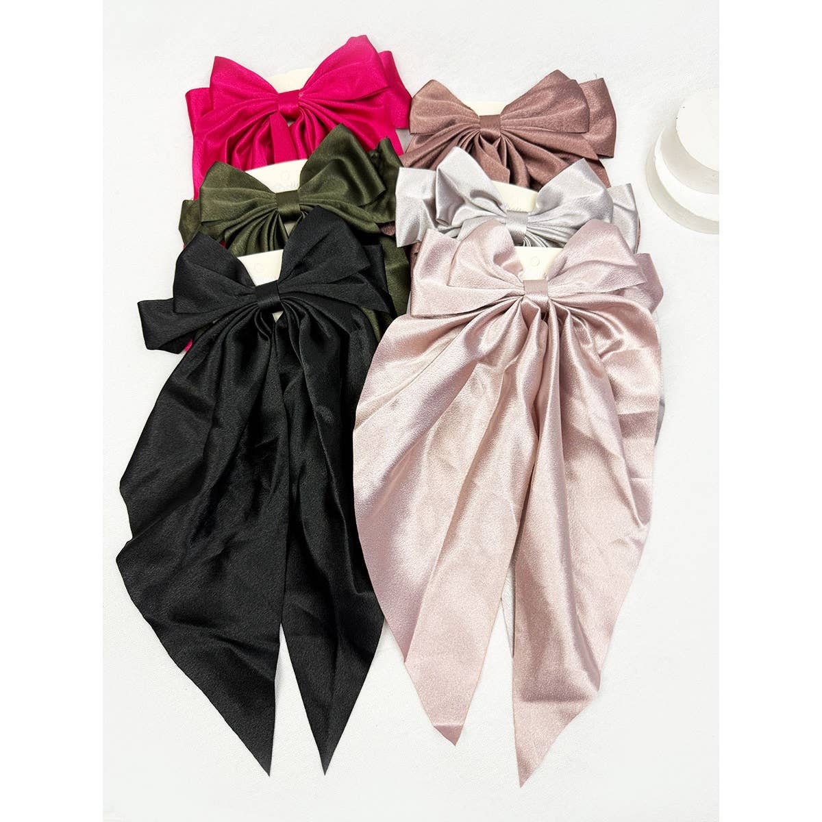 Solid Long Tail Satin Hair Bow Clip