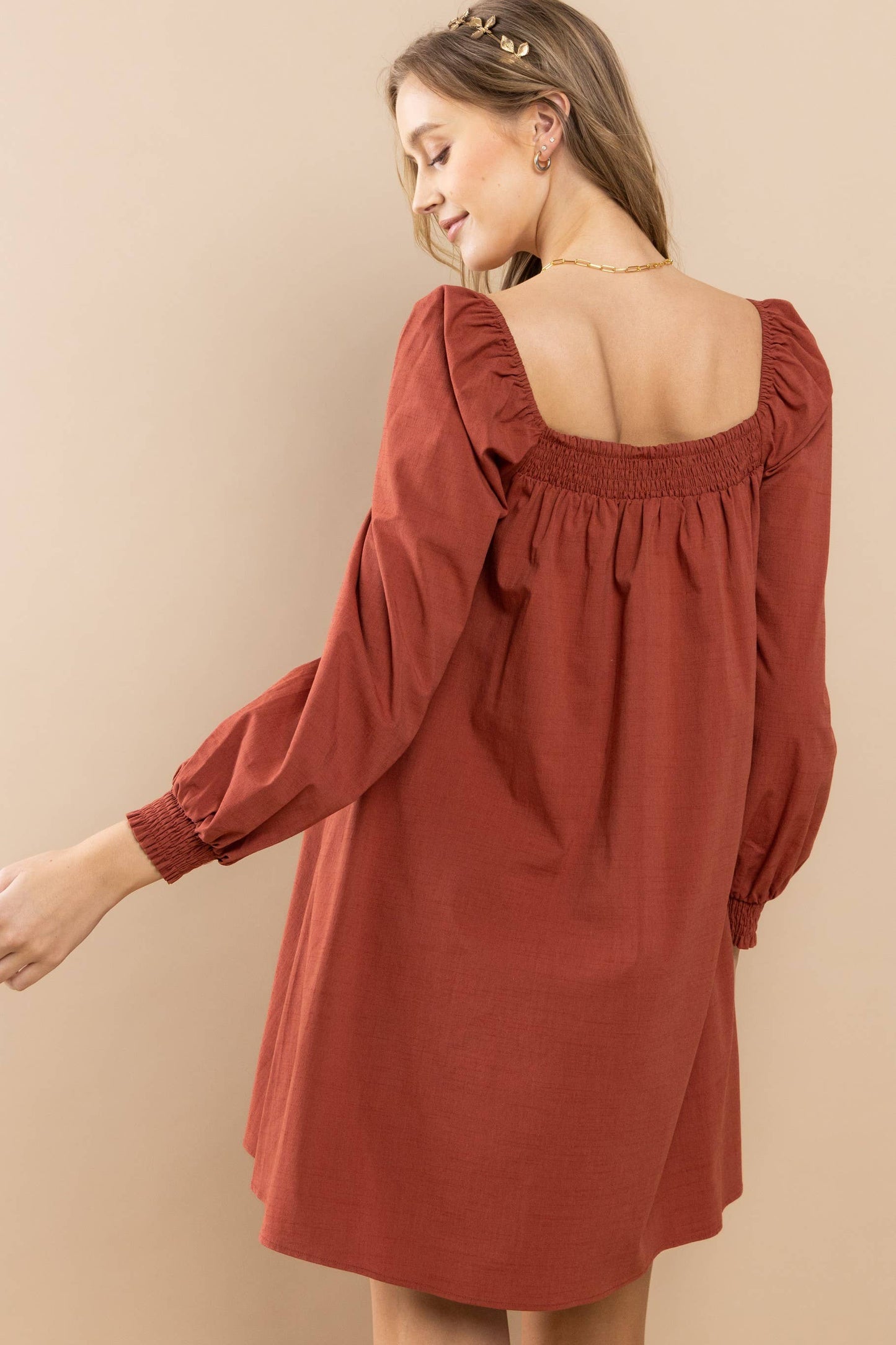 Smocked On-Off Shoulder Dress