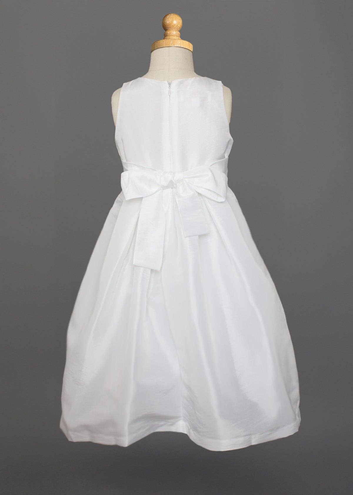 Taffeta Bow Communion Dress w/ Beaded Pearl Neckline