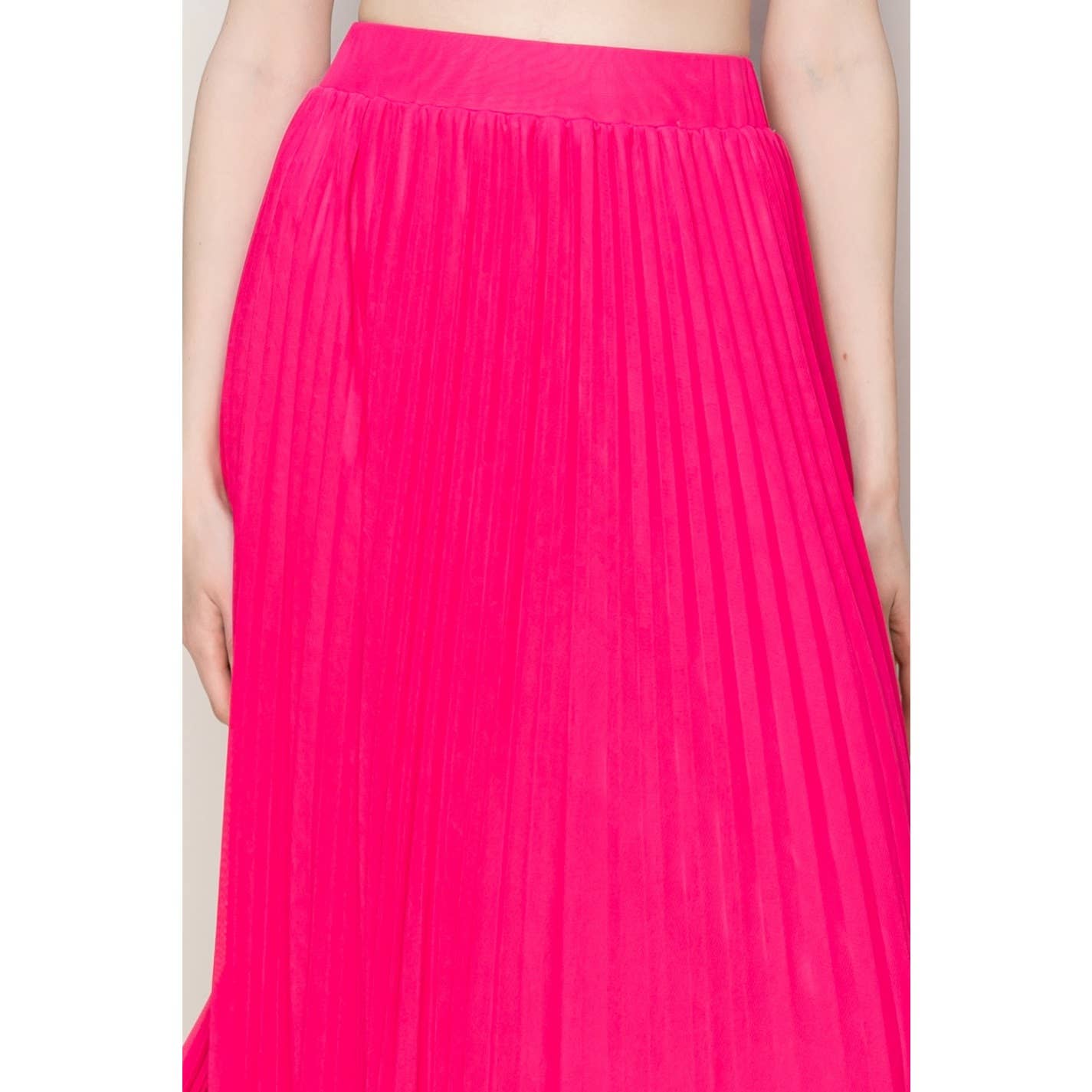 Pleated High-Waist Mesh Skirt