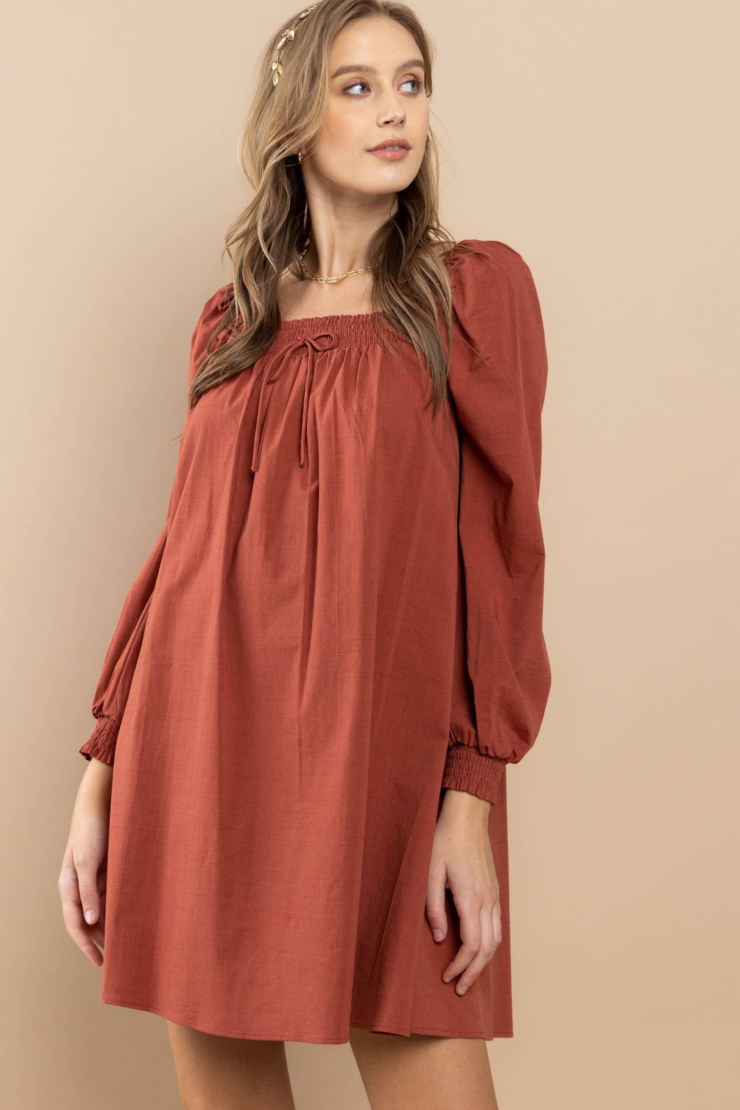 Smocked On-Off Shoulder Dress