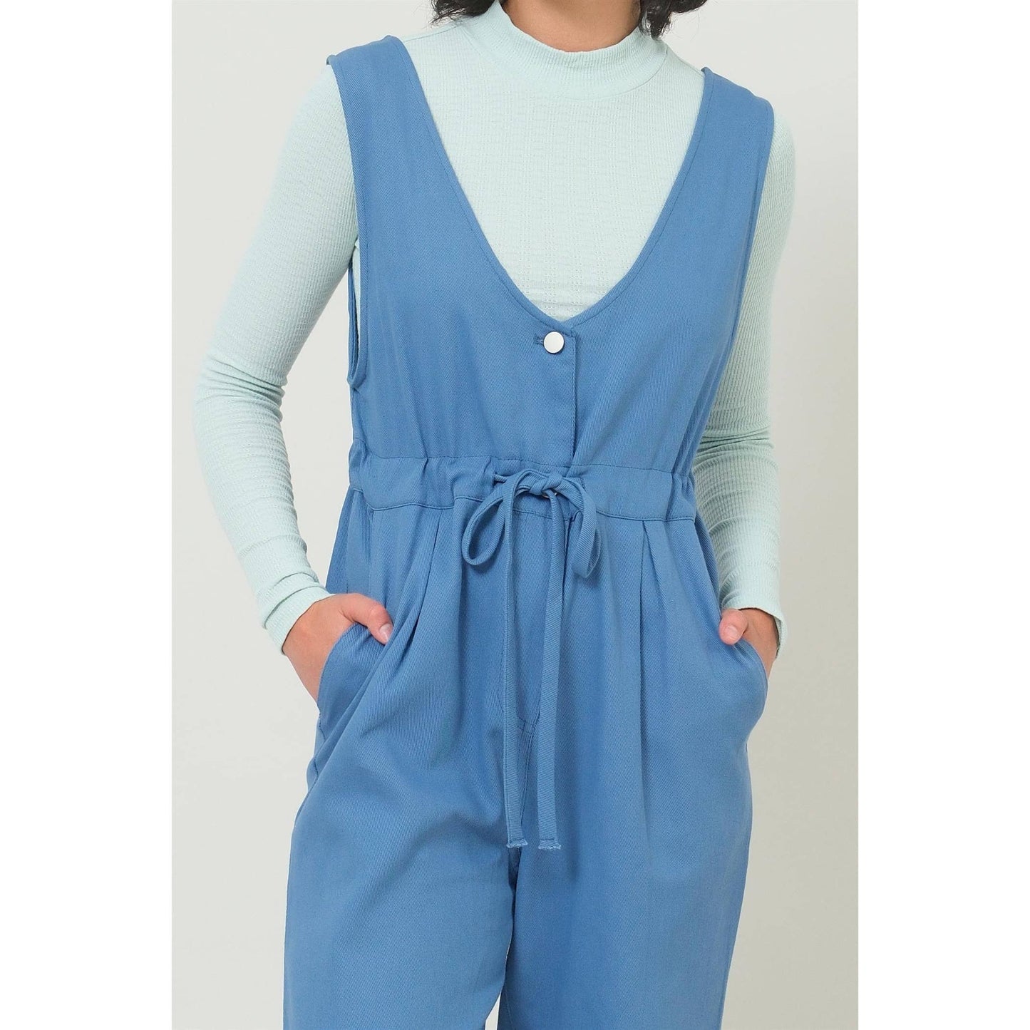 Twill Sleeveless Jumpsuit