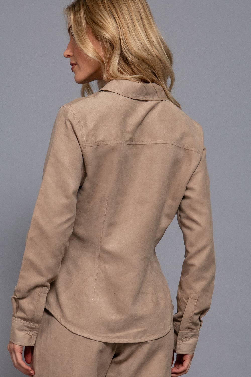 Faux Suede Woven Shirt