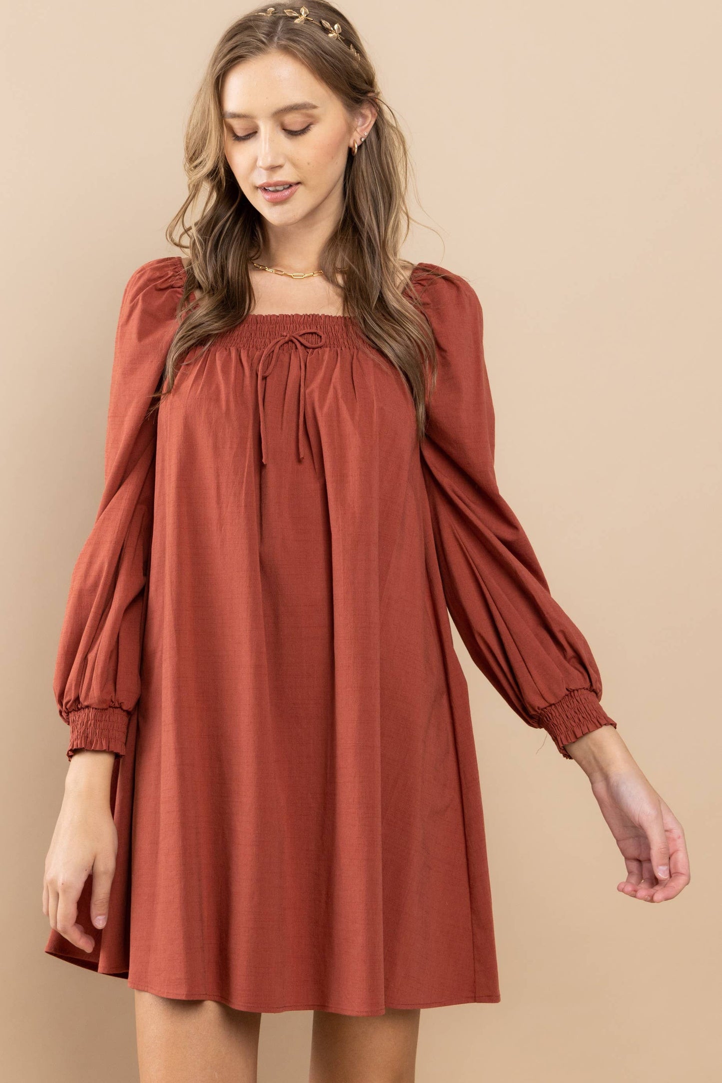 Smocked On-Off Shoulder Dress