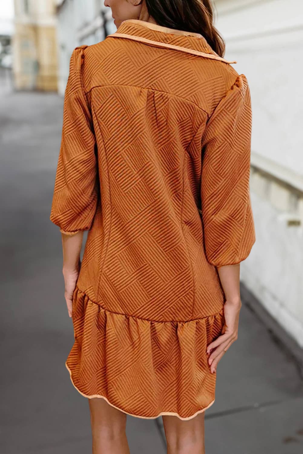 Textured Zip Collar Mini Dress
