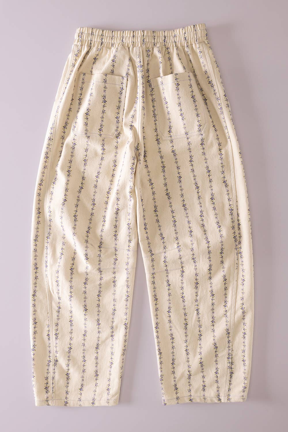 Floral Print Barrel Pants: LAVENDER