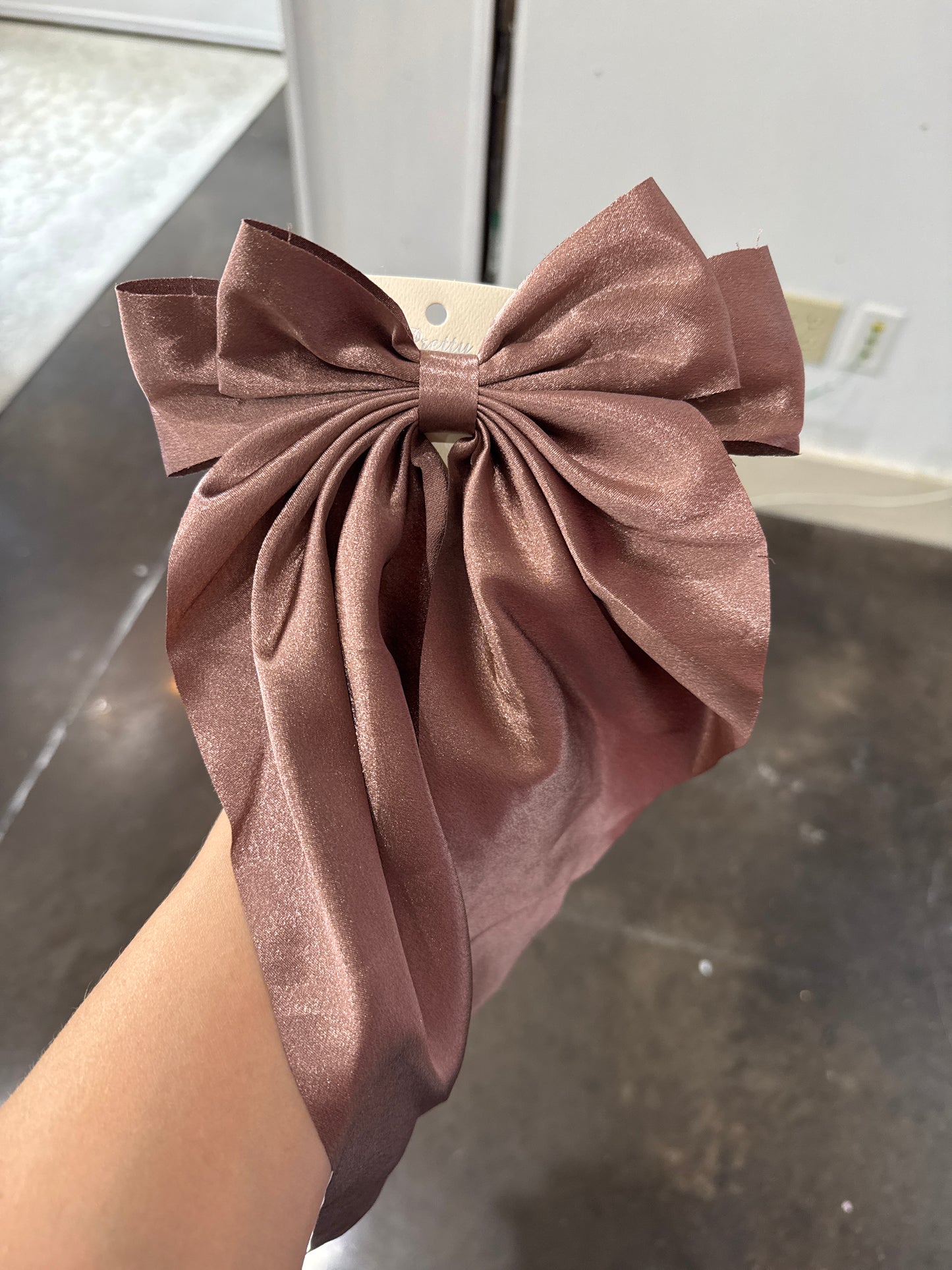 Solid Long Tail Satin Hair Bow Clip