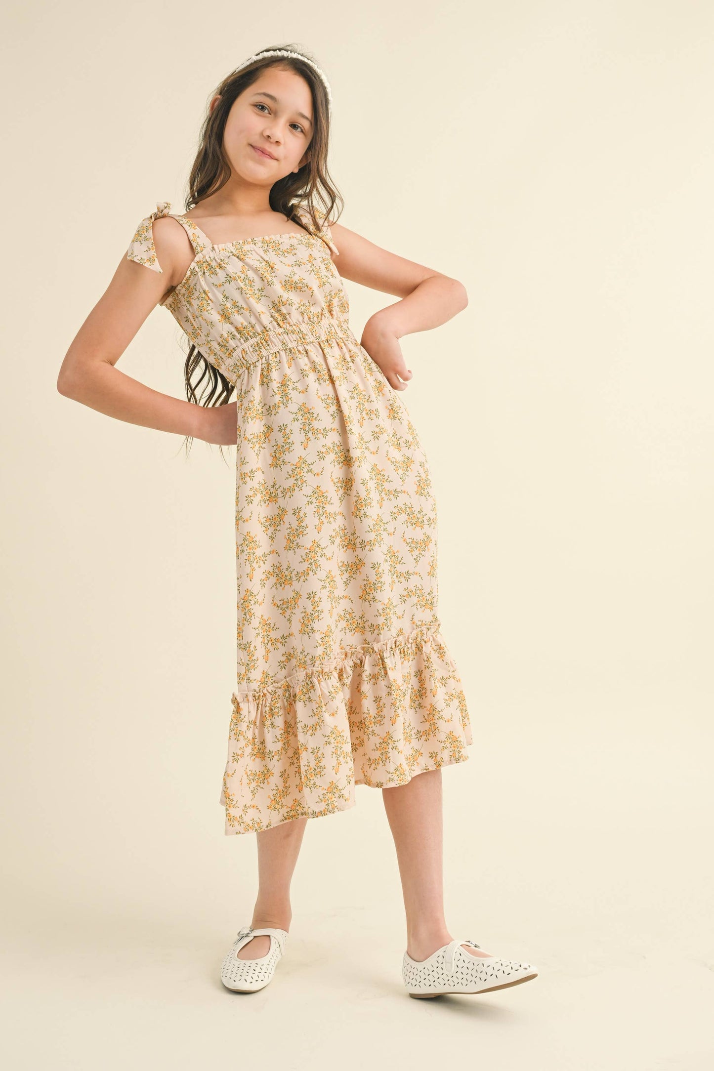 TWEEN GIRLS KIDS STRAPPY JULIETTE WAIST MIDI DRESS