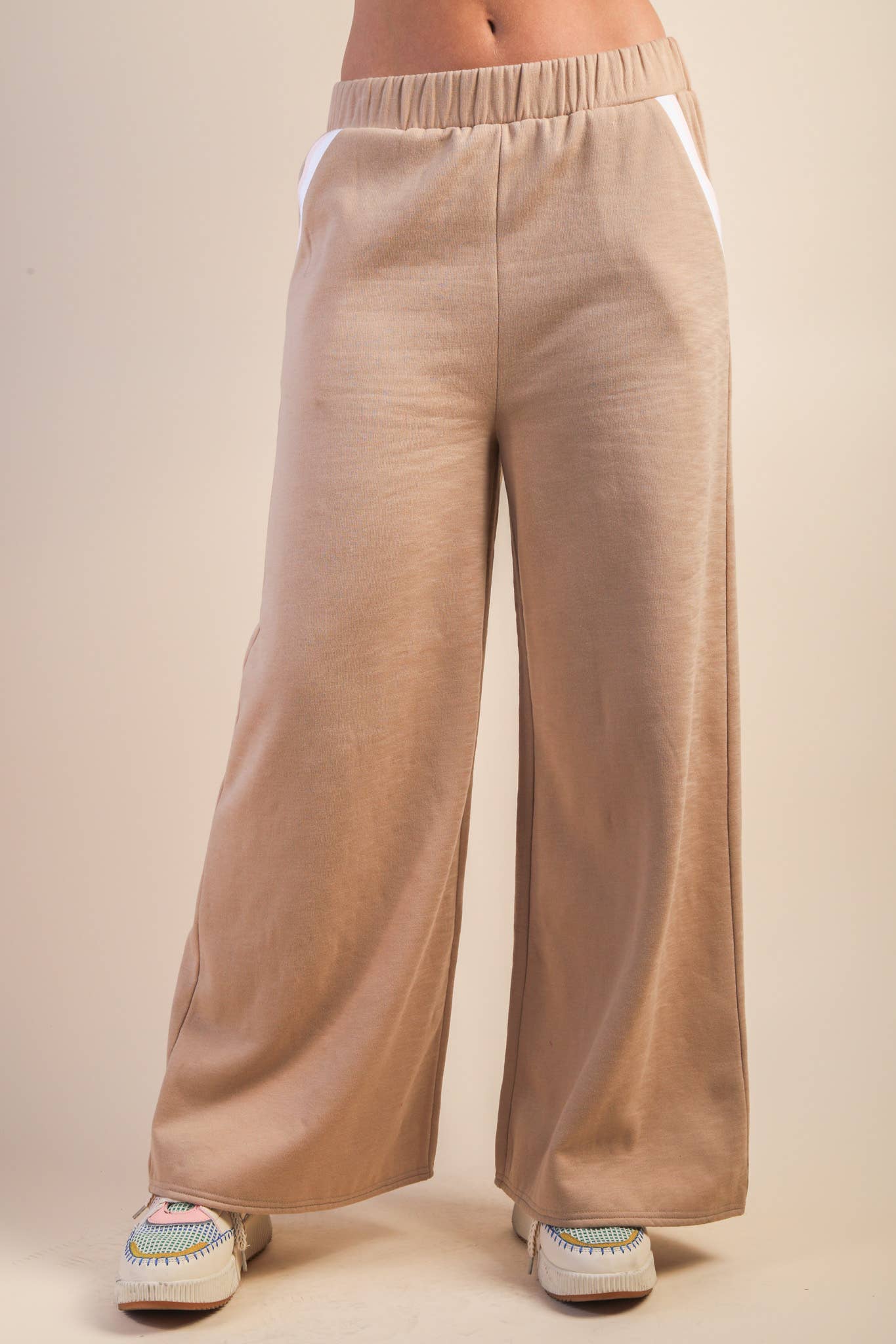 Color Block Band Detail Comfy Knit Top & Pants Set