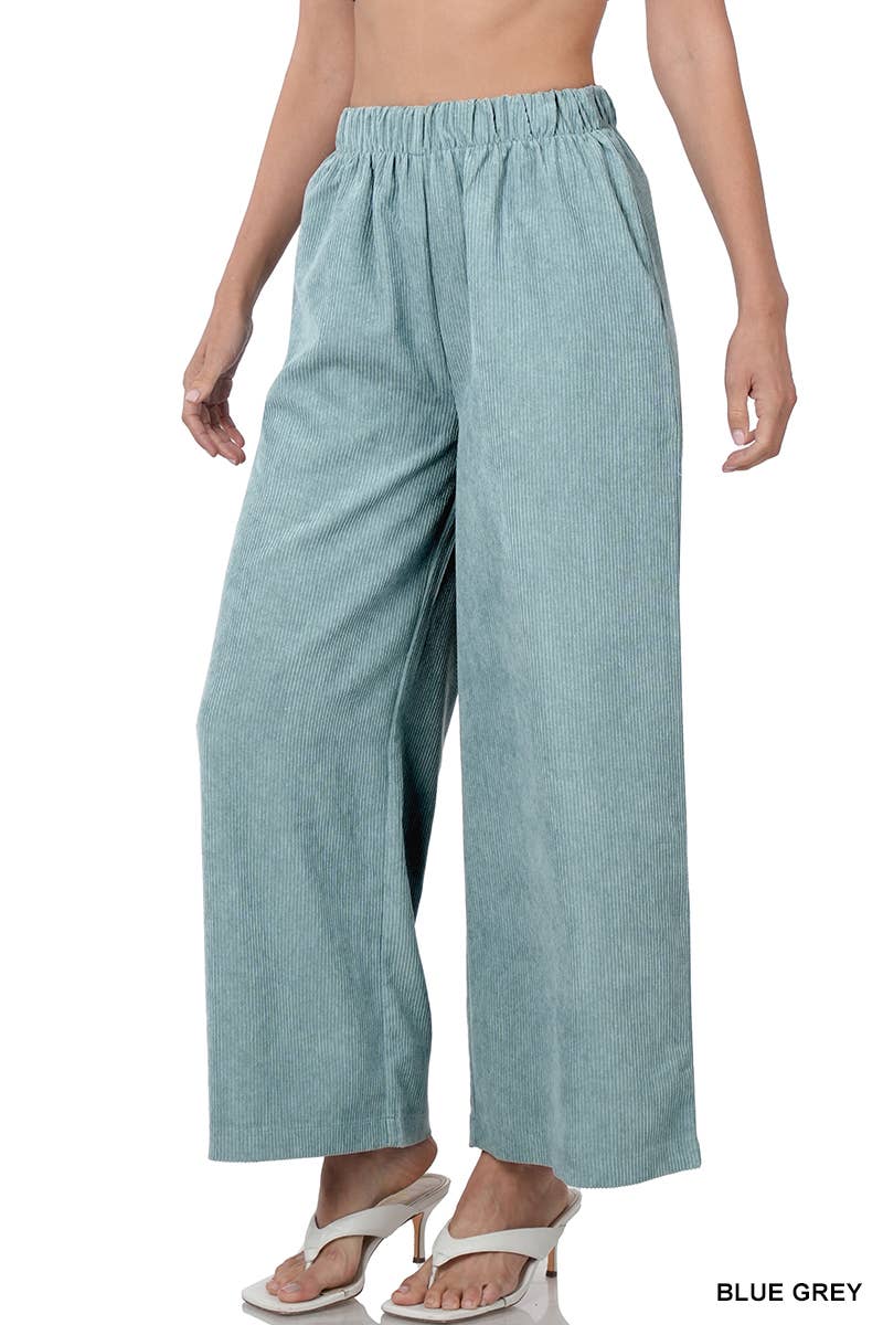 Corduroy Wide Leg Pants With Pockets