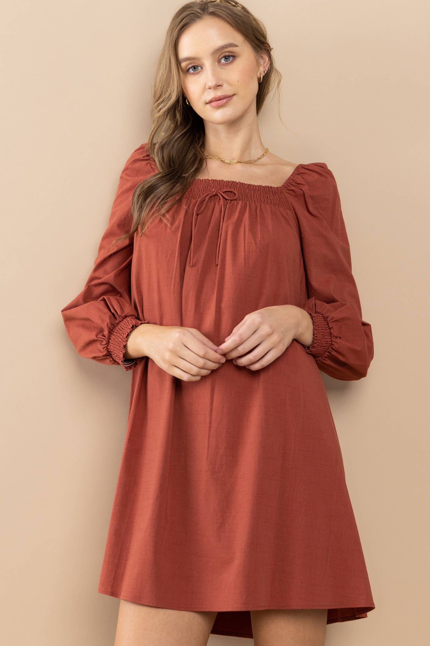 Smocked On-Off Shoulder Dress