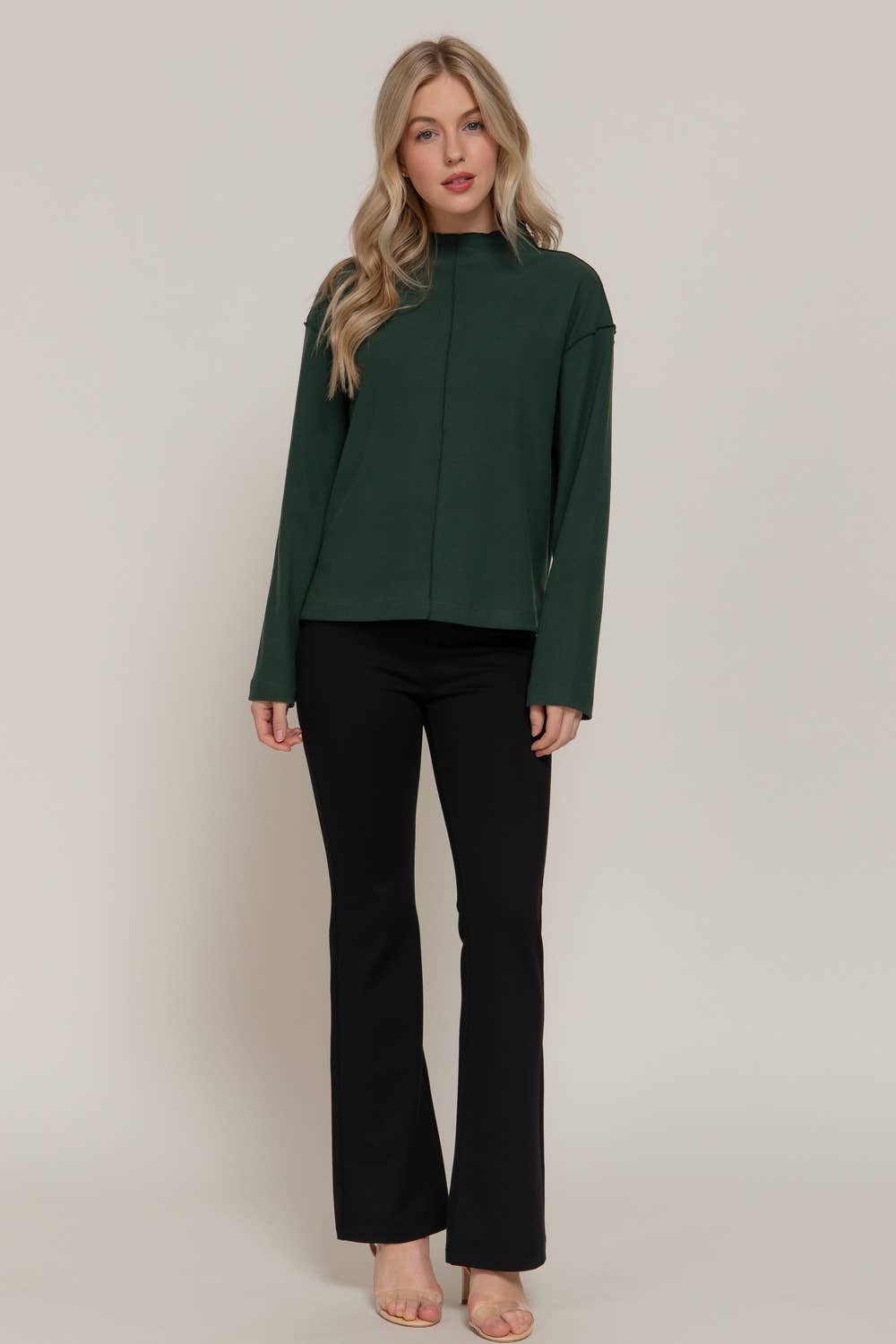 Long Sleeve Visible Overlocked Seams Top