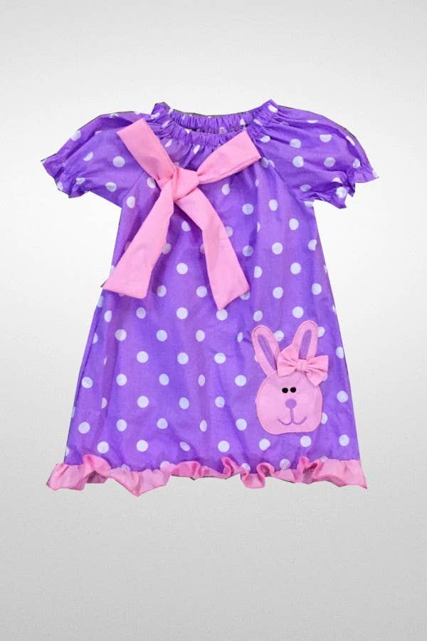 Girls Dress Polka Dot Bunny