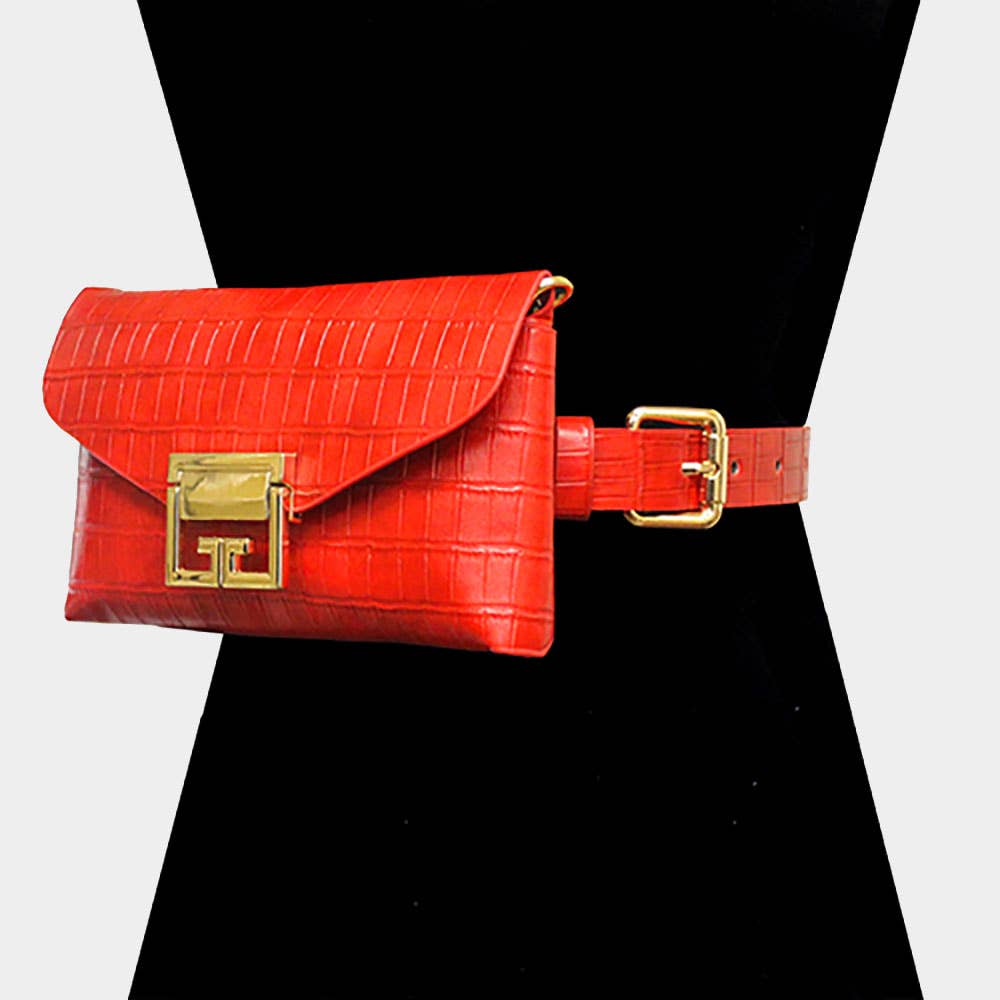 Alligator Pattern Faux Leather Fanny Pack / Belt / Crossbody