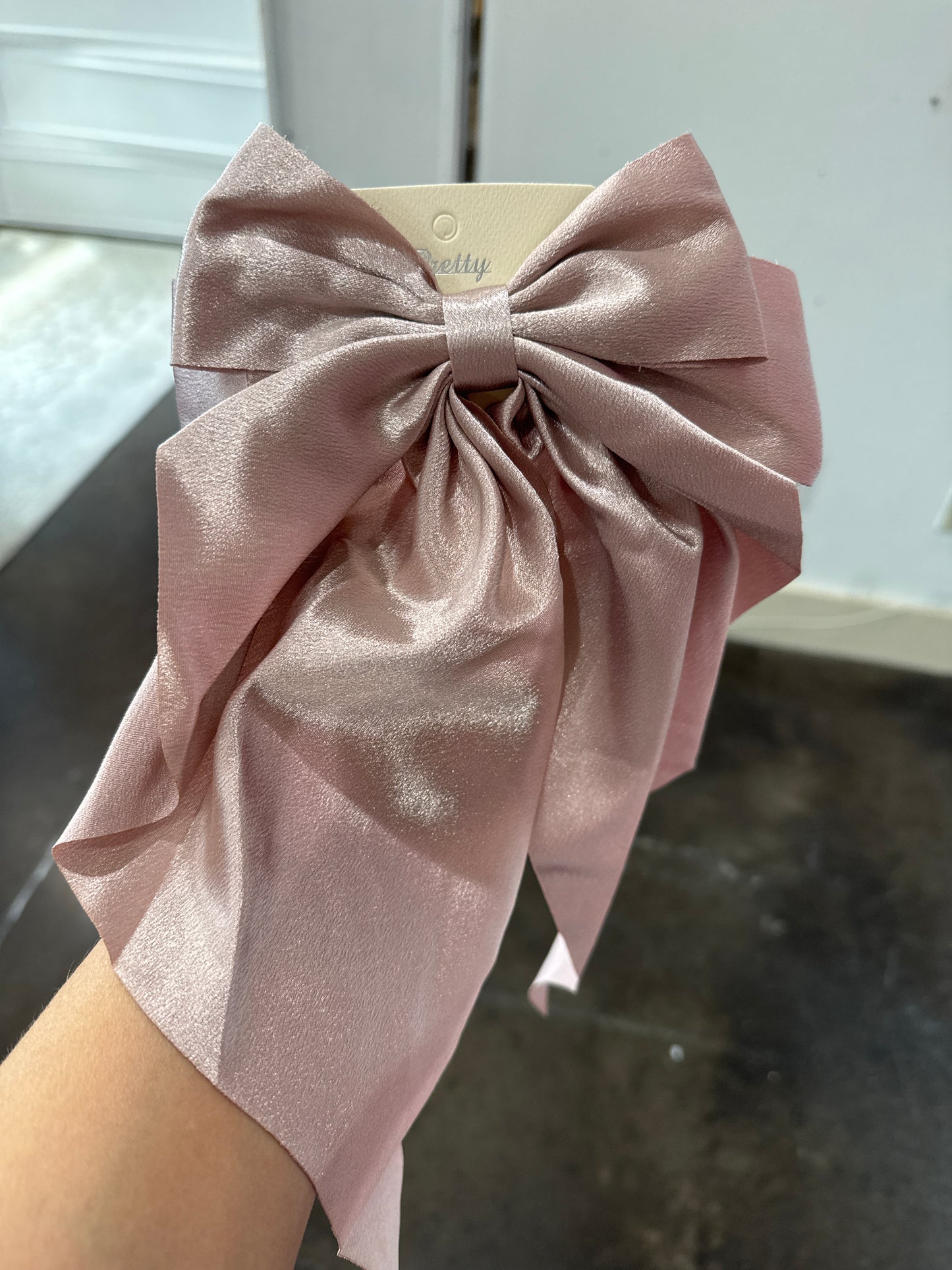 Solid Long Tail Satin Hair Bow Clip
