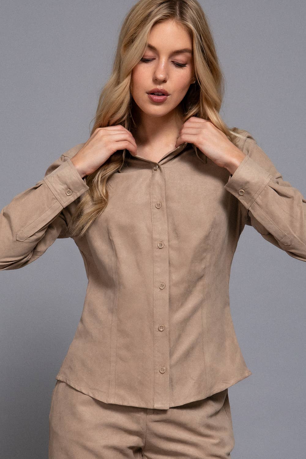 Faux Suede Woven Shirt