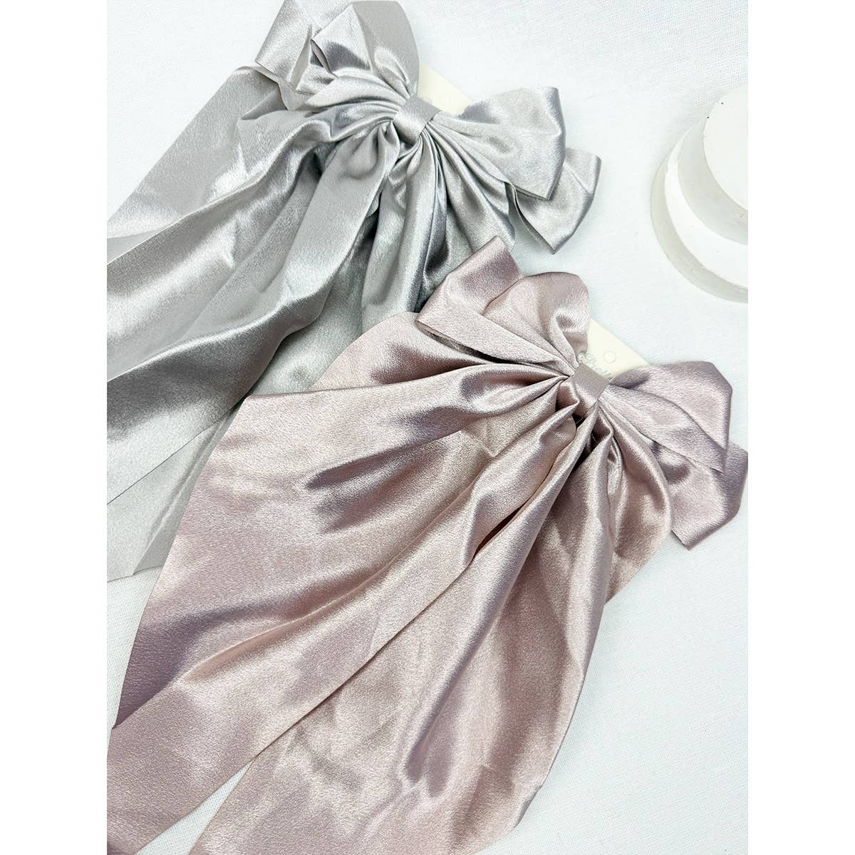 Solid Long Tail Satin Hair Bow Clip