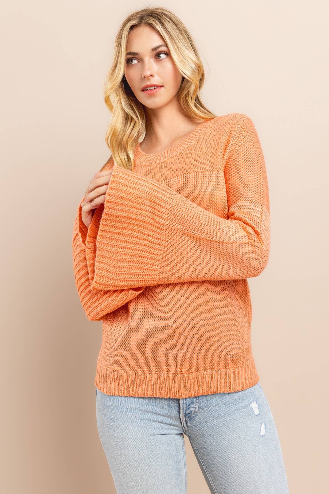 Bell Sleeve Sweater Salmon Rose