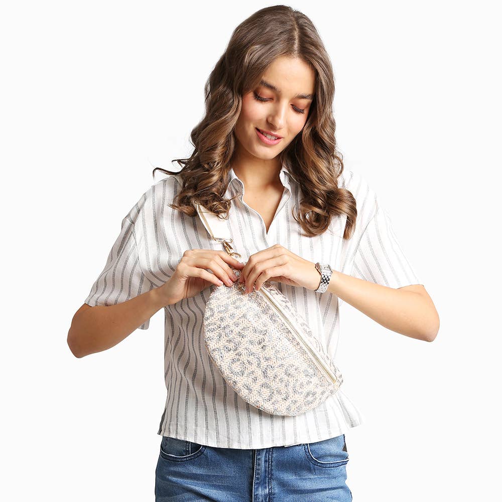 Leopard Pattern Embroidered Crossbody Belt Bag