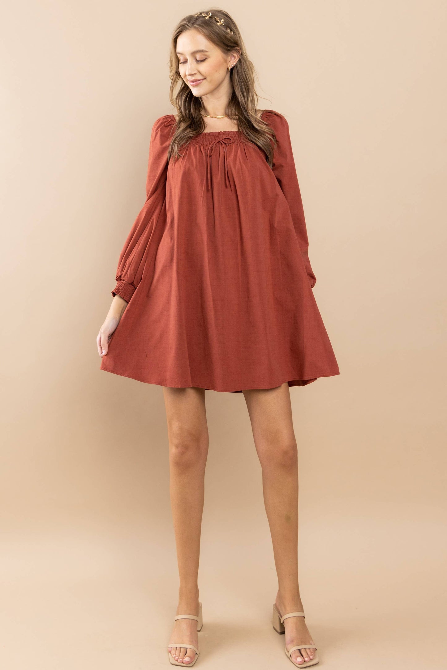 Smocked On-Off Shoulder Dress