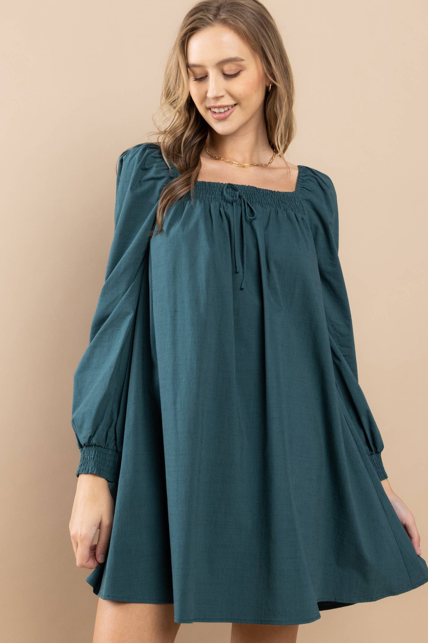 Smocked On-Off Shoulder Dress