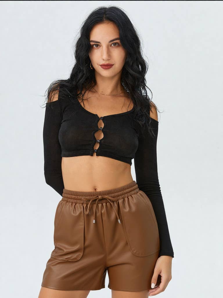 Faux Leather Dolphin Shorts