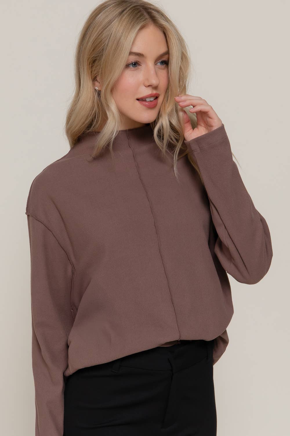 Long Sleeve Visible Overlocked Seams Top