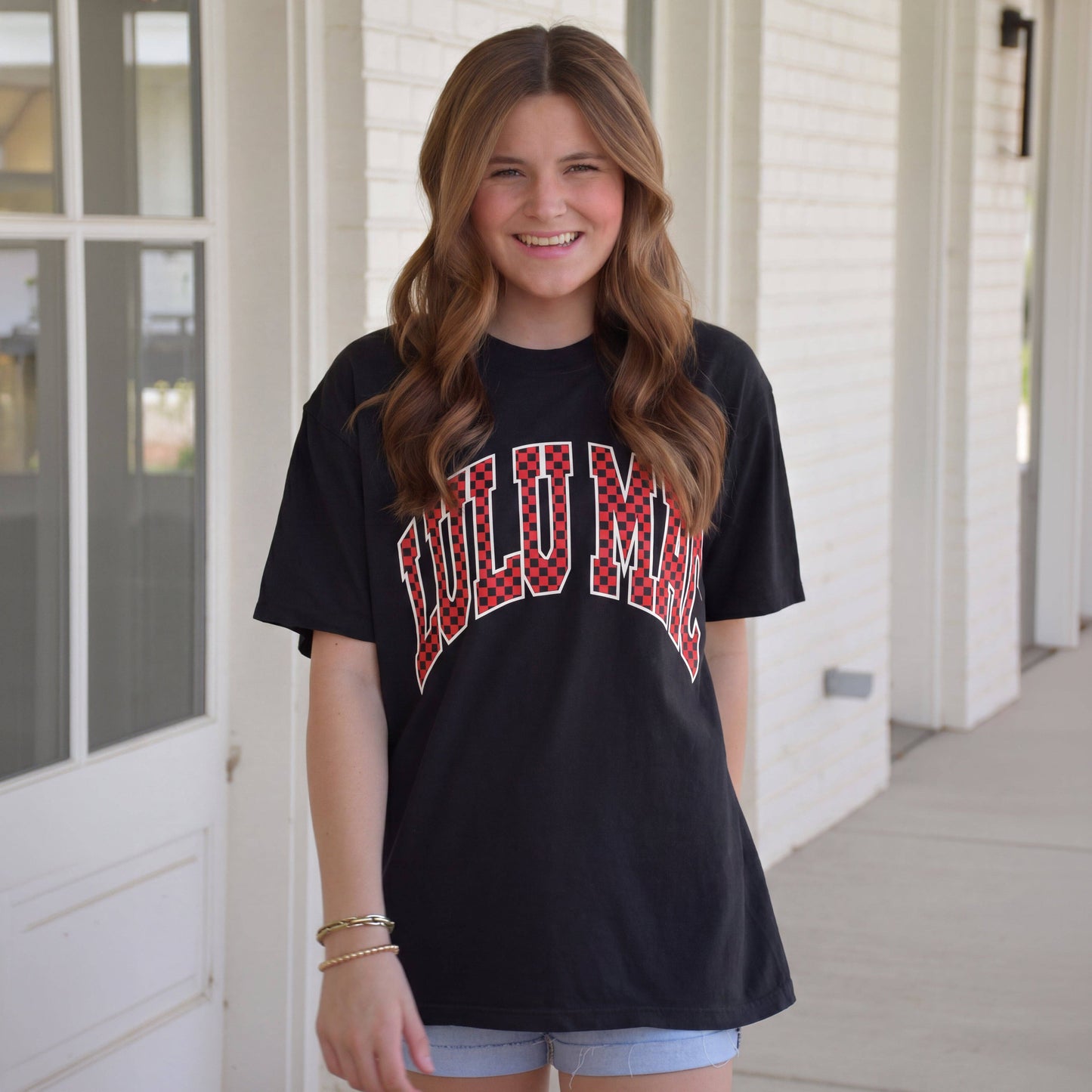 Lulu Mac Team Red/Black Checkered Adult Comfort Tee