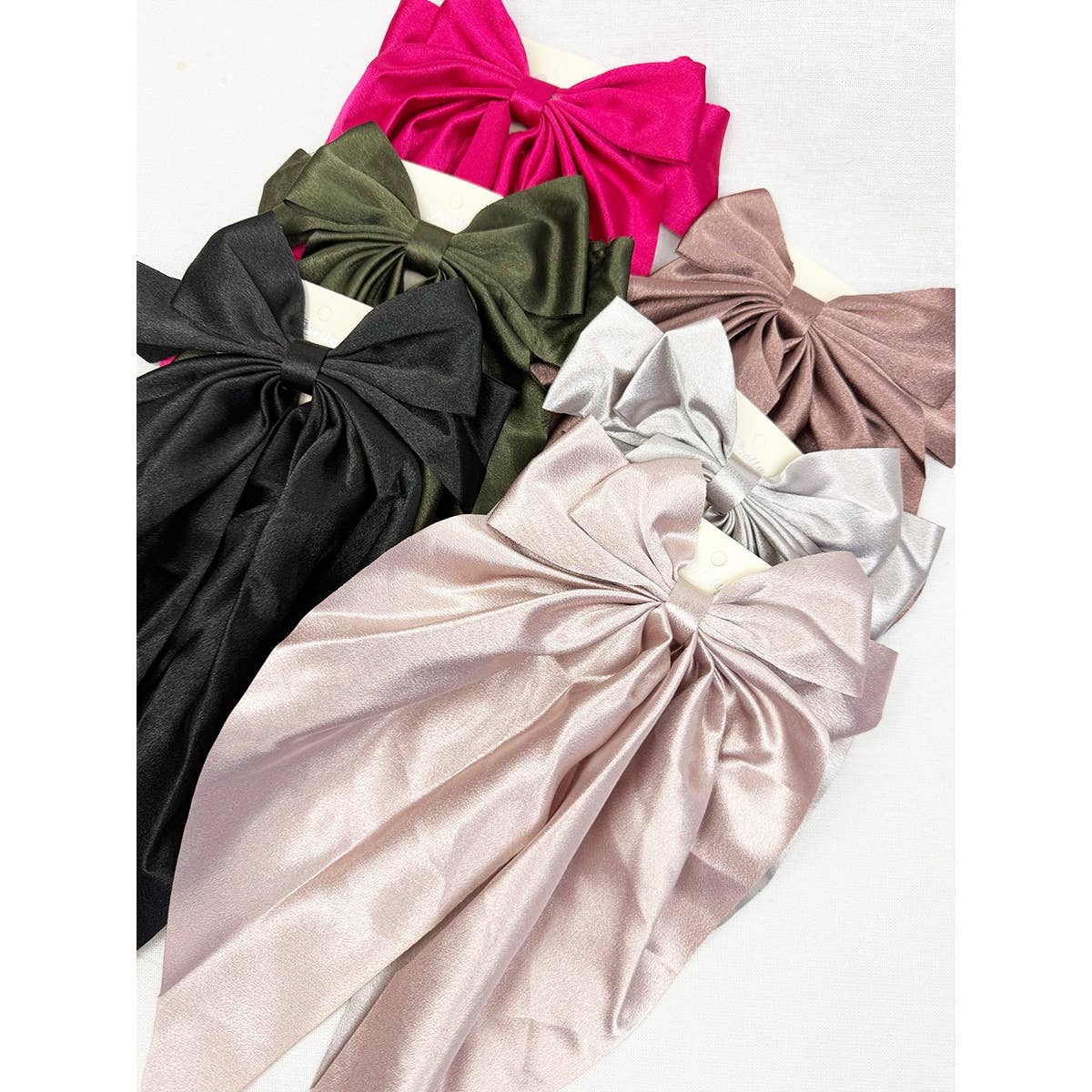 Solid Long Tail Satin Hair Bow Clip