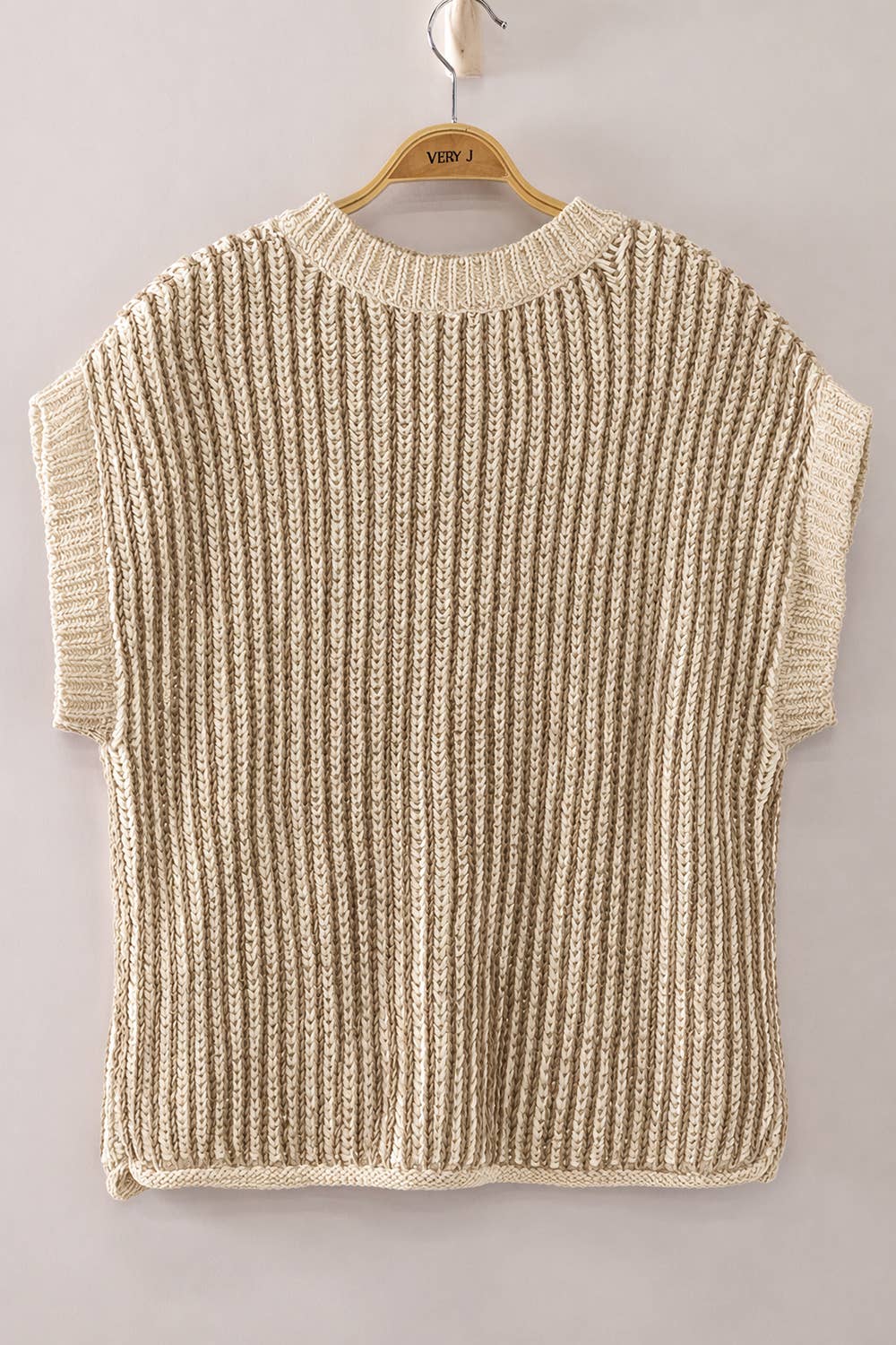 Two-Tone Rib Knit Vest Cardigan