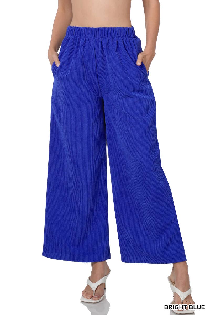 Corduroy Wide Leg Pants With Pockets