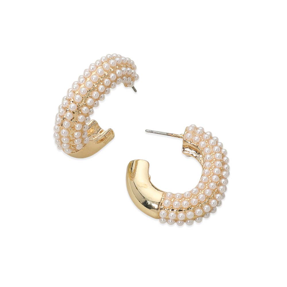Chunky Pearl Beaded Hoop Earrings