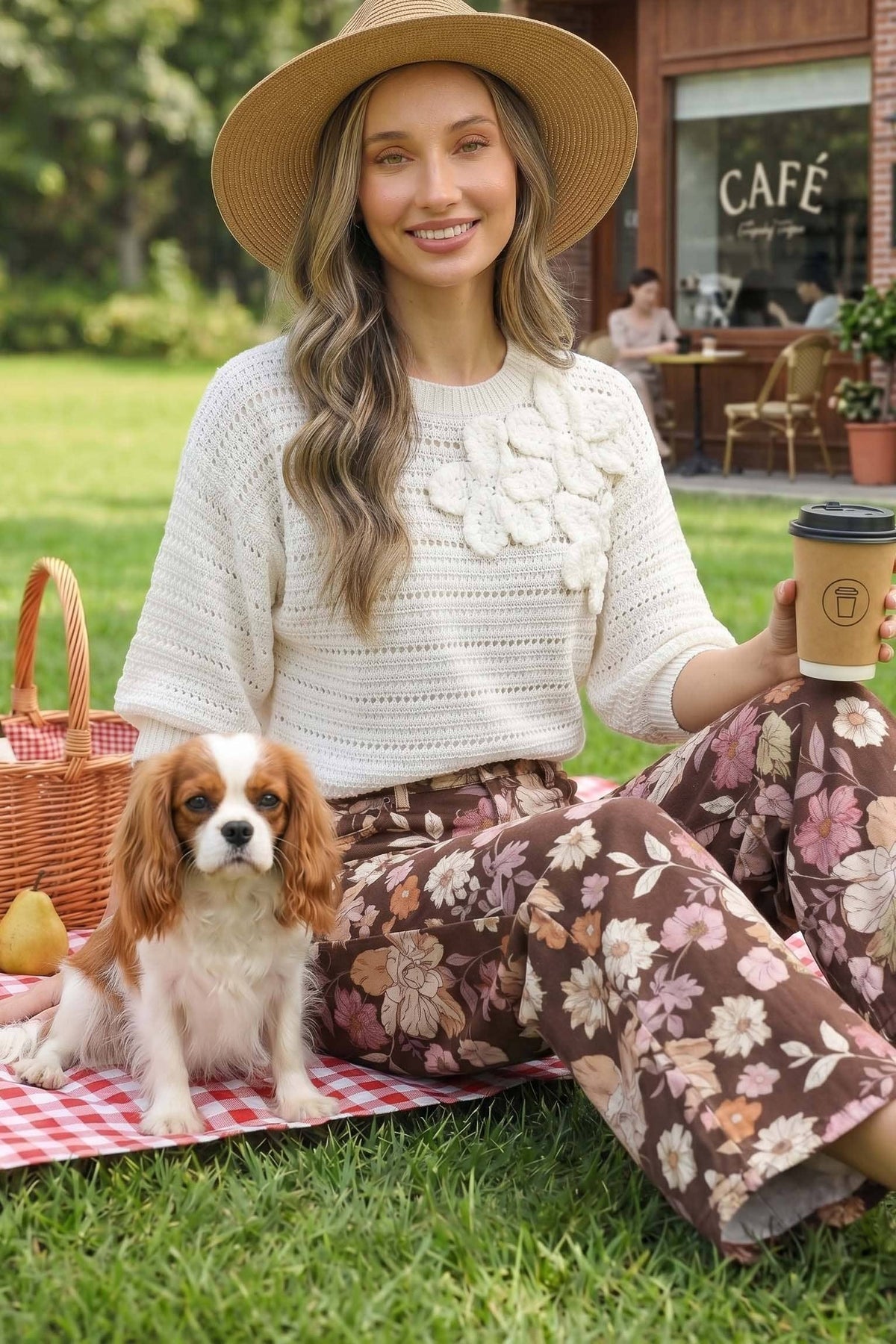 Floral Print Straight Leg Pants