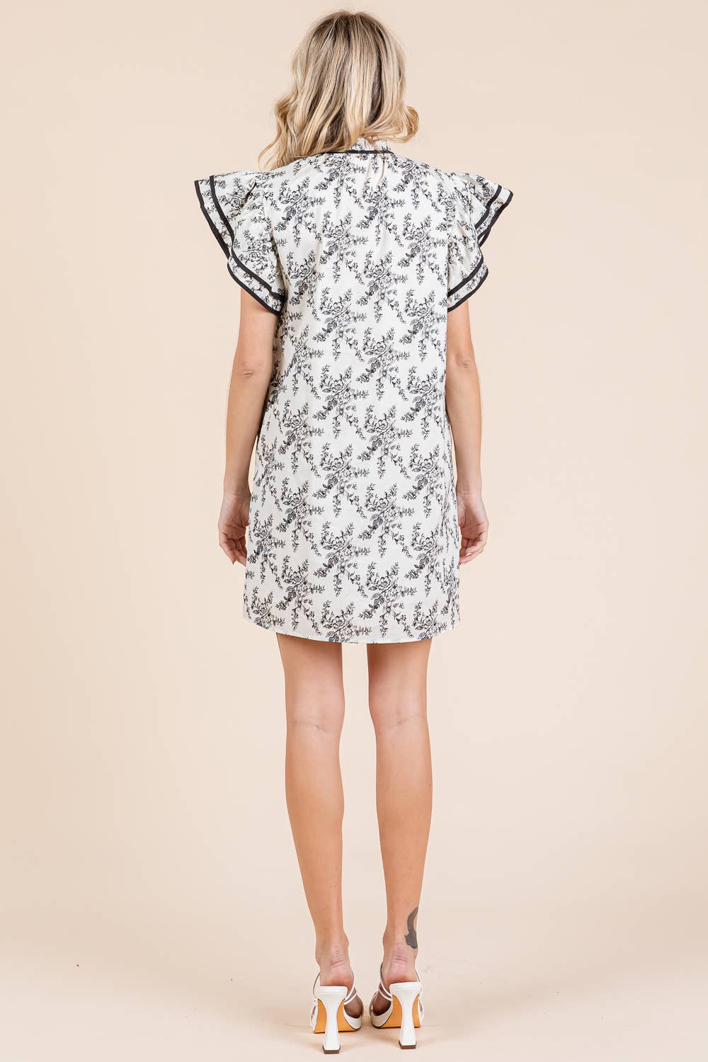 Floral Ruffle Sleeve Mini Dress