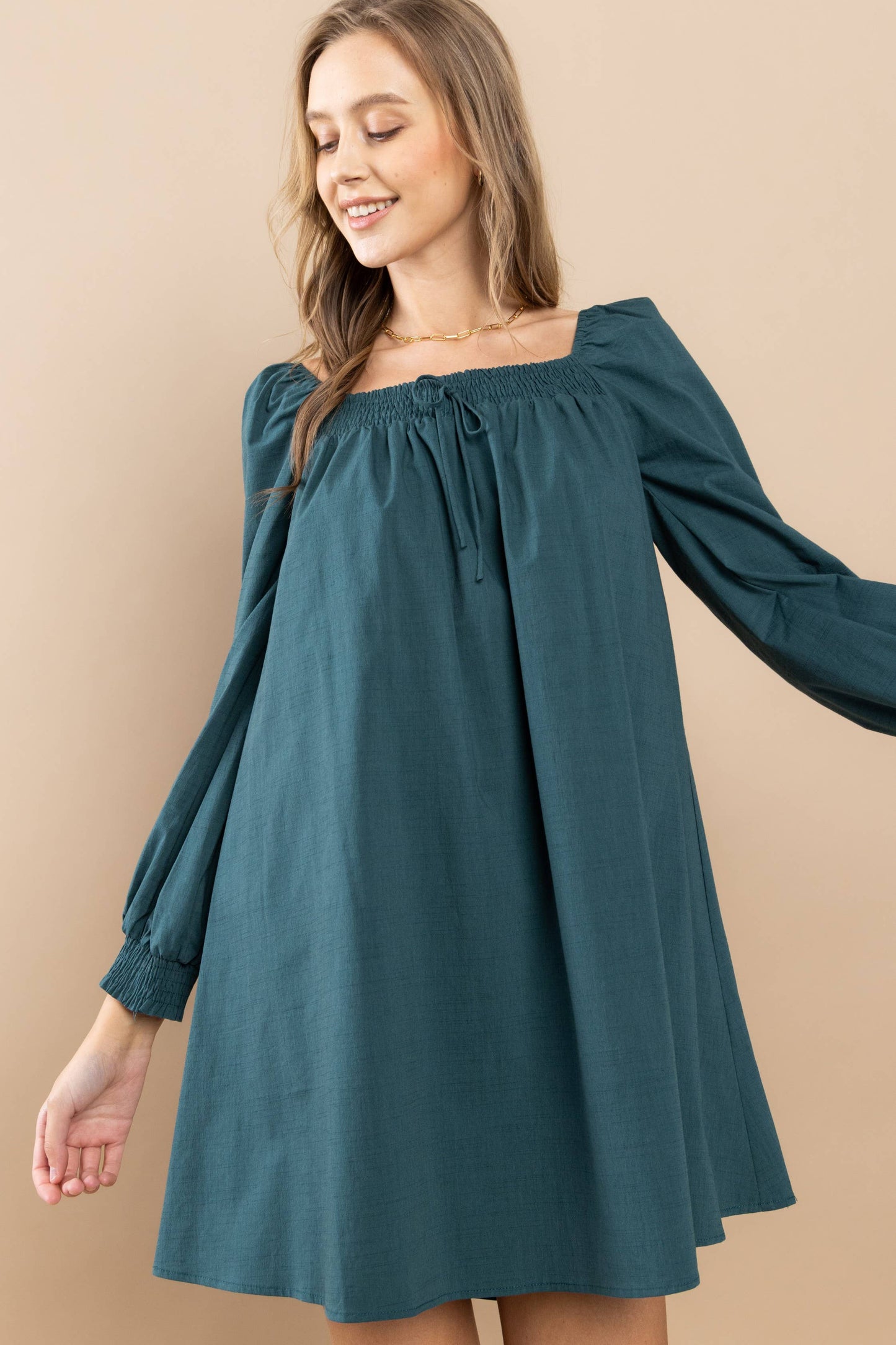 Smocked On-Off Shoulder Dress