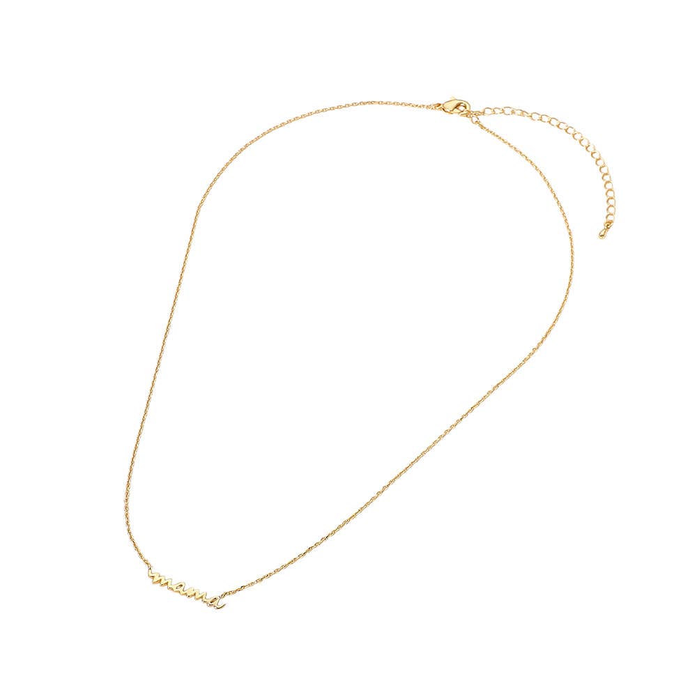 18K Gold Dipped Script MAMA Plate Pendant Necklace